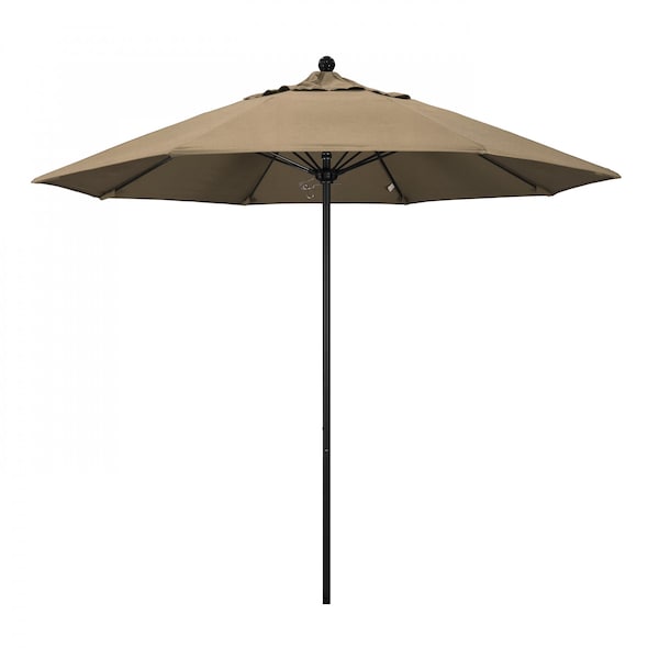 California Umbrella 9' Black Aluminum Market Patio Umbrella, Sunbrella Heather Beige 194061335390 - main